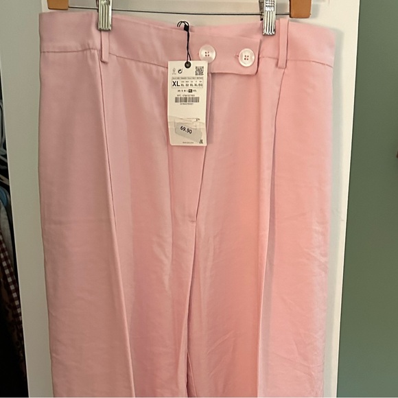 Zara pink menswear style wide leg pants XL NWT - Picture 2 of 5